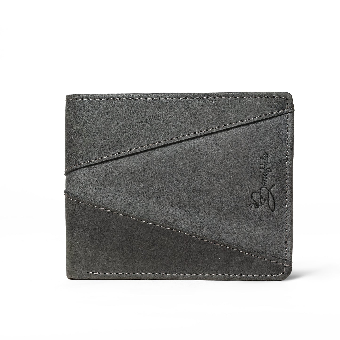 Designer Black Leather Wallet with Stitch Detailing | RFID Blocking|
