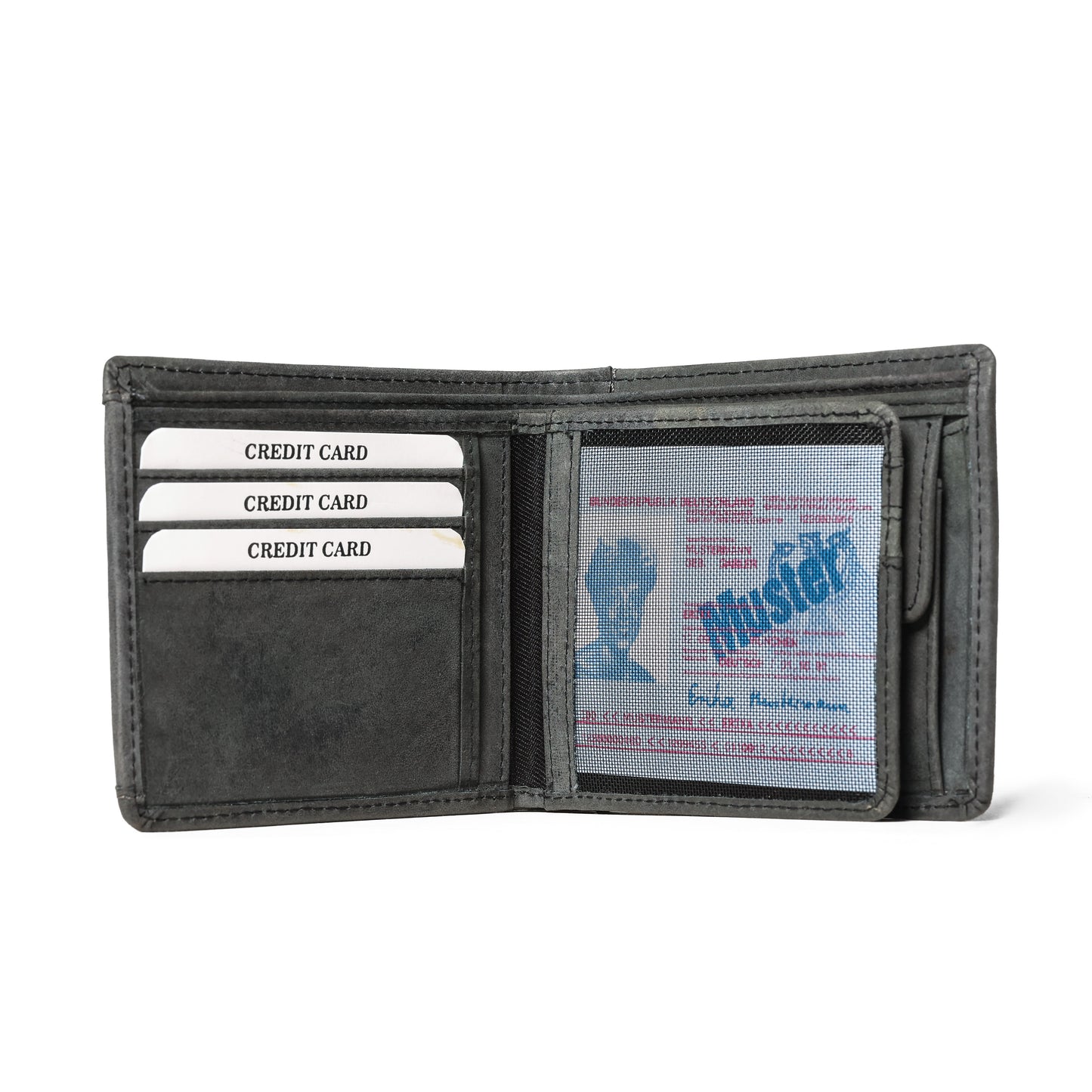 Designer Black Leather Wallet with Stitch Detailing | RFID Blocking|