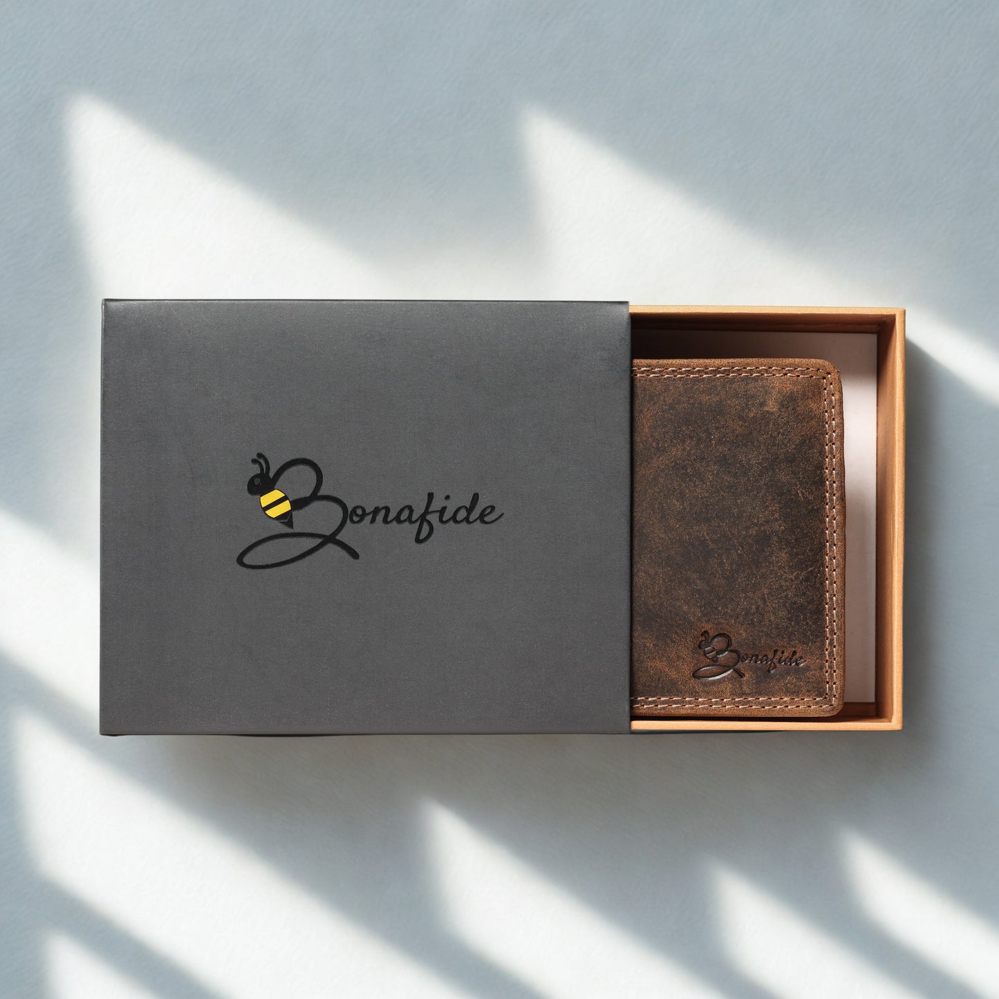 Premium Brown Leather Wallet | Bee Bonafide| RFID Blocking |