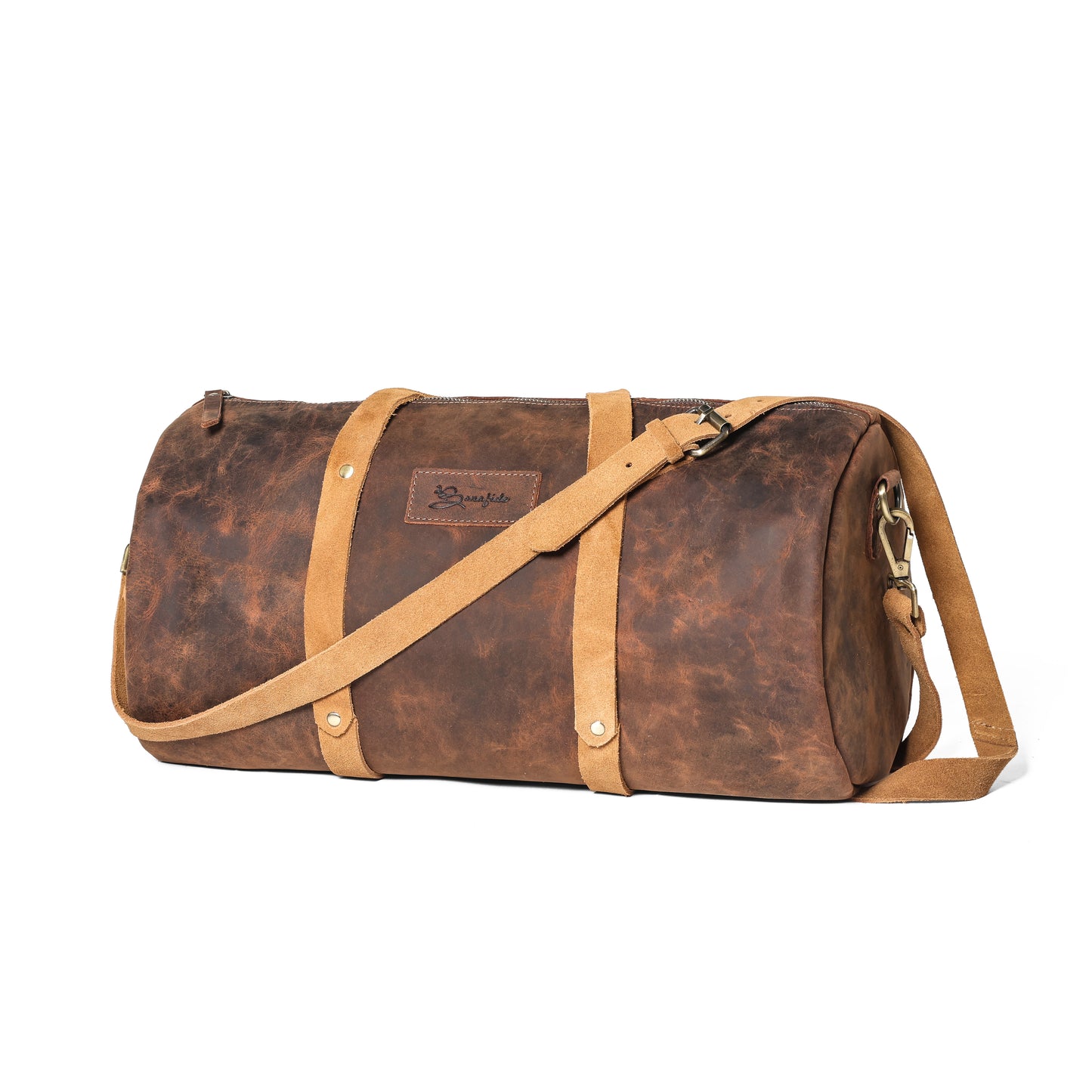 Bee Bonafide Vintage Italian Leather Duffle Bag, Leather Sport Gym Bag for Men & Women, 18"