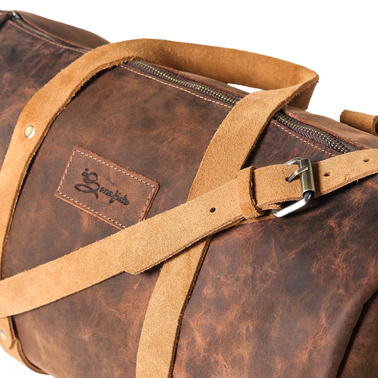 Bee Bonafide Vintage Italian Leather Duffle Bag, Leather Sport Gym Bag for Men & Women, 18"