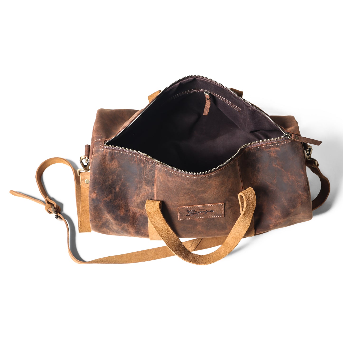 Bee Bonafide Vintage Italian Leather Duffle Bag, Leather Sport Gym Bag for Men & Women, 18"