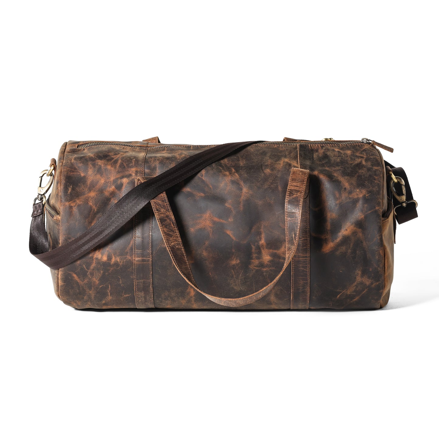 Vintage Brown Leather Duffle Bag | Bee Bonafide| Sport Gym Bag for Men & Women, 18"inch