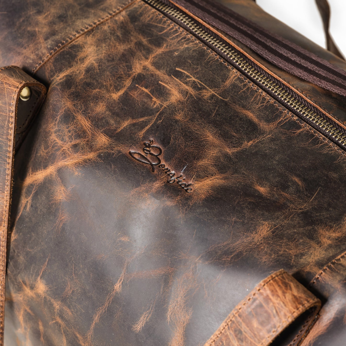 Vintage Brown Leather Duffle Bag | Bee Bonafide| Sport Gym Bag for Men & Women, 18"inch