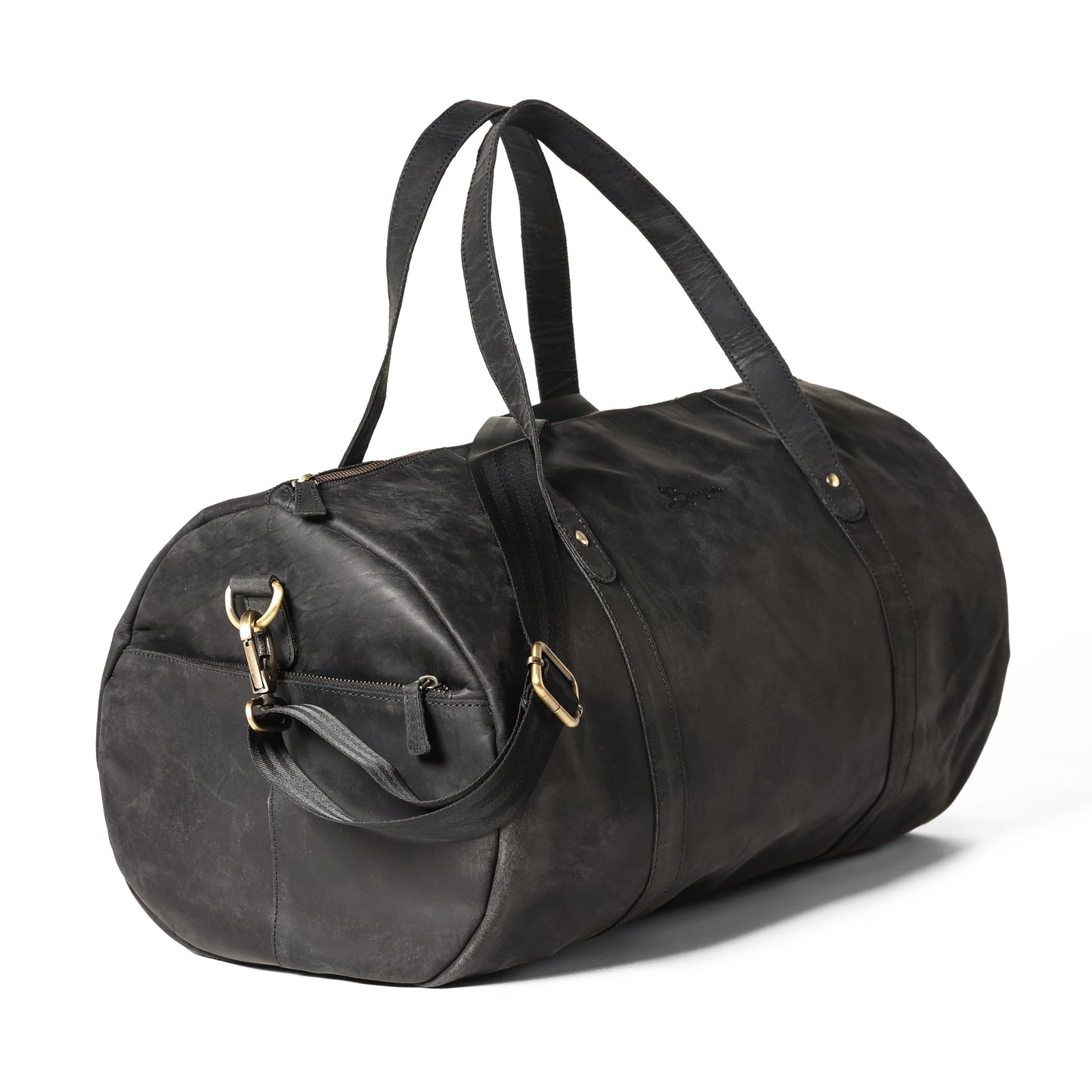 Premium Black Leather Duffle Bag | Bee Bonafide