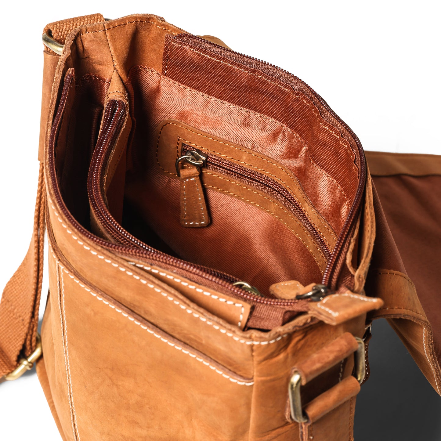 Tan Messenger Bag for Men Crossbody Shoulder Purse