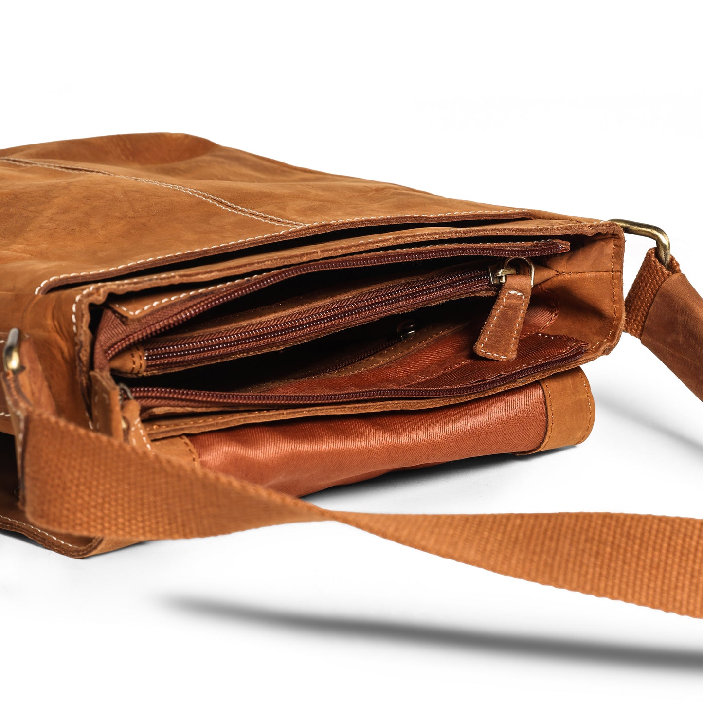 Tan Messenger Bag for Men Crossbody Shoulder Purse