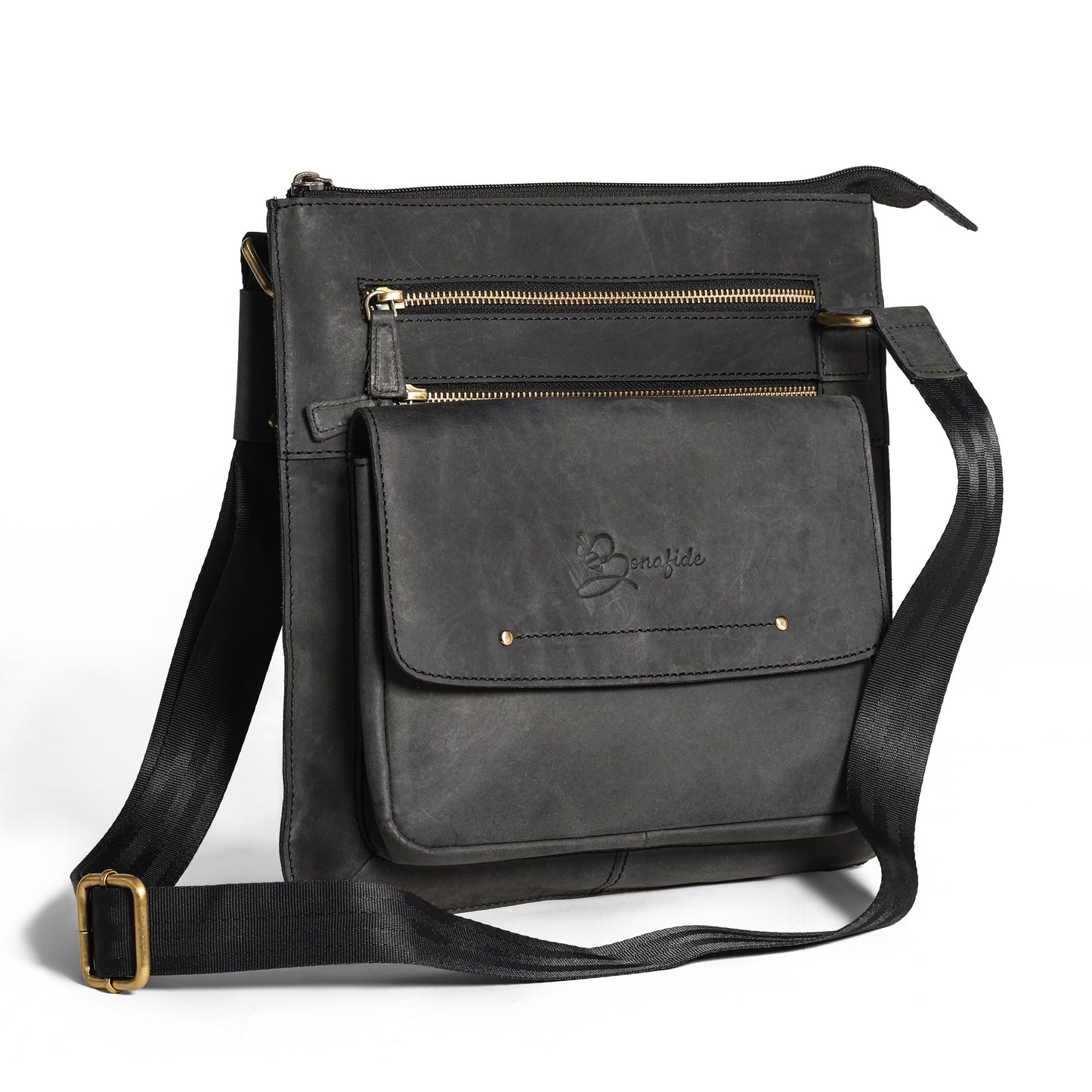 Bluish Black Messenger Bag for Men Crossbody Shoulder Purse