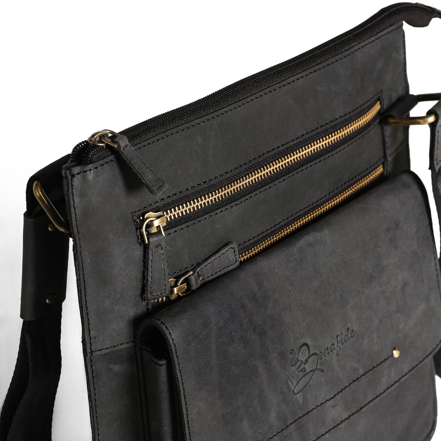 Bluish Black Messenger Bag for Men Crossbody Shoulder Purse