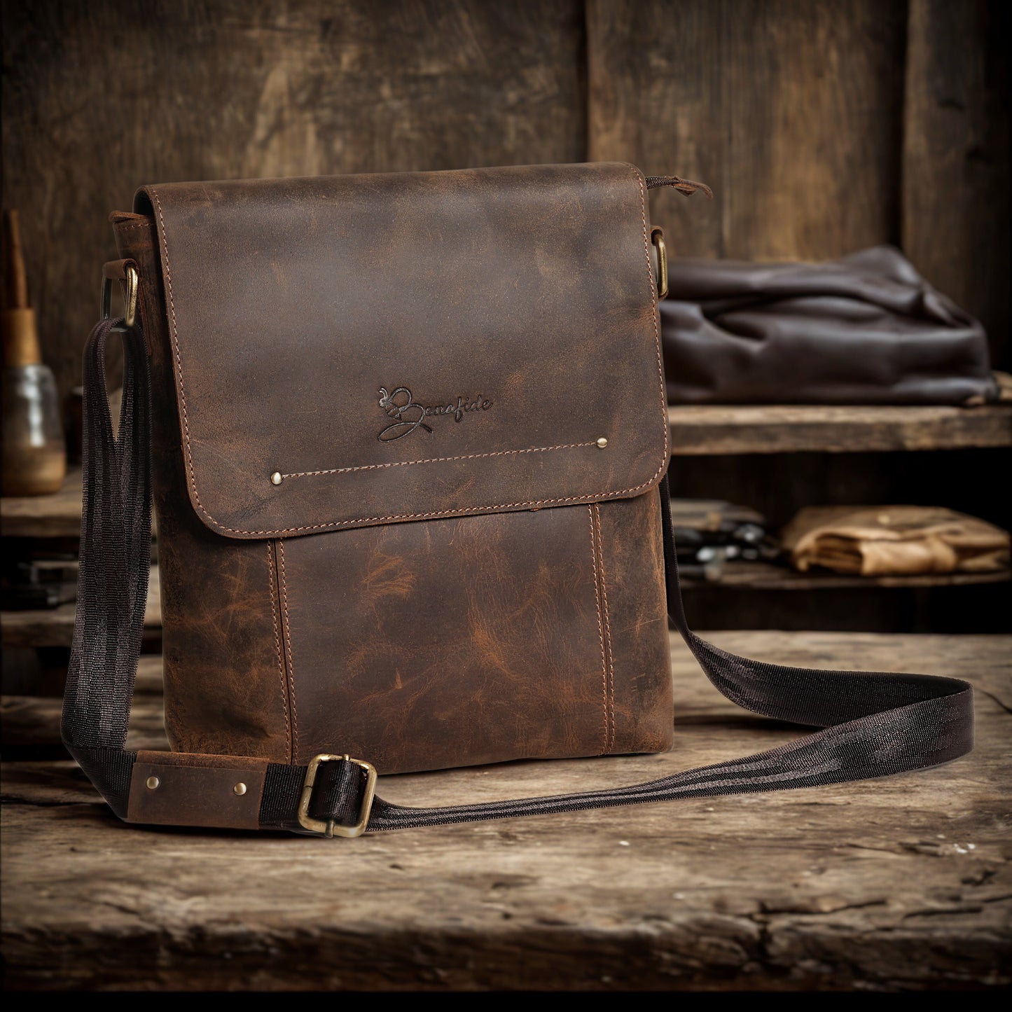 Classic Brown Leather Sling Bag | Bee Bonafide