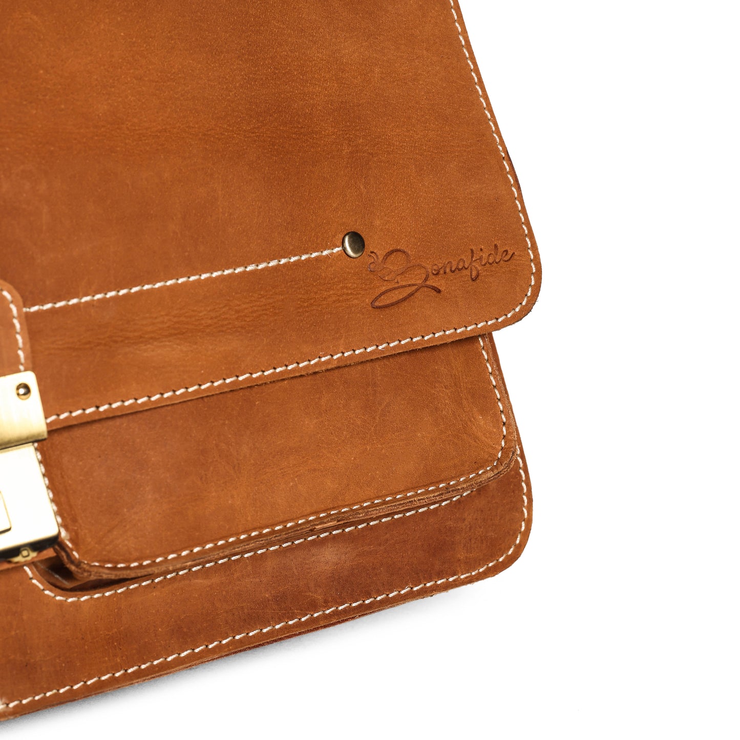 Sleek Tan Leather Office Bag | Fits 13.5" Laptop | Bee Bonafide