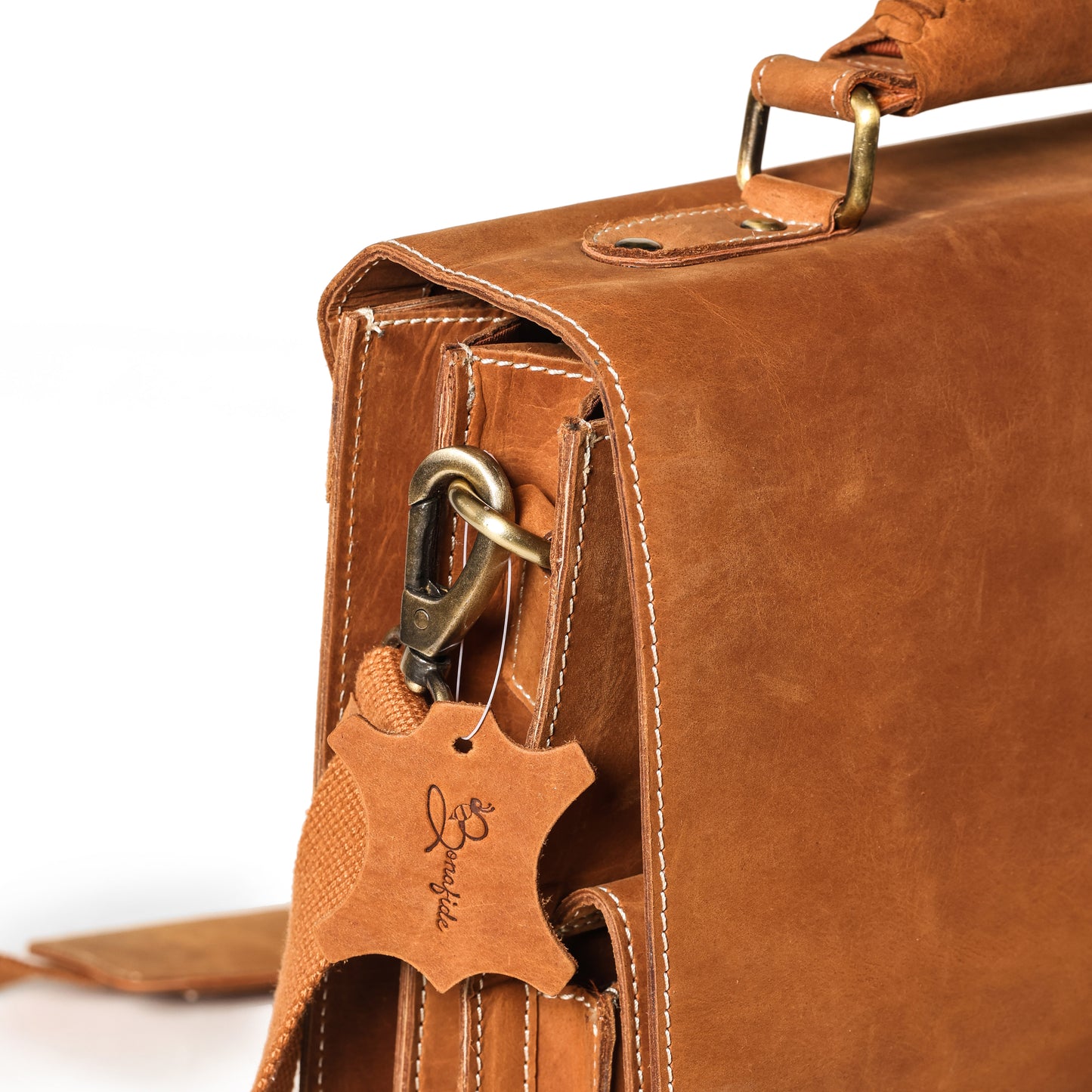 Sleek Tan Leather Office Bag | Fits 13.5" Laptop | Bee Bonafide
