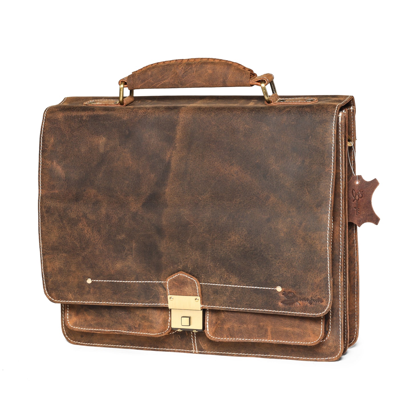 Sleek Tan Leather Office Bag | Fits 13.5" Laptop | Bee Bonafide