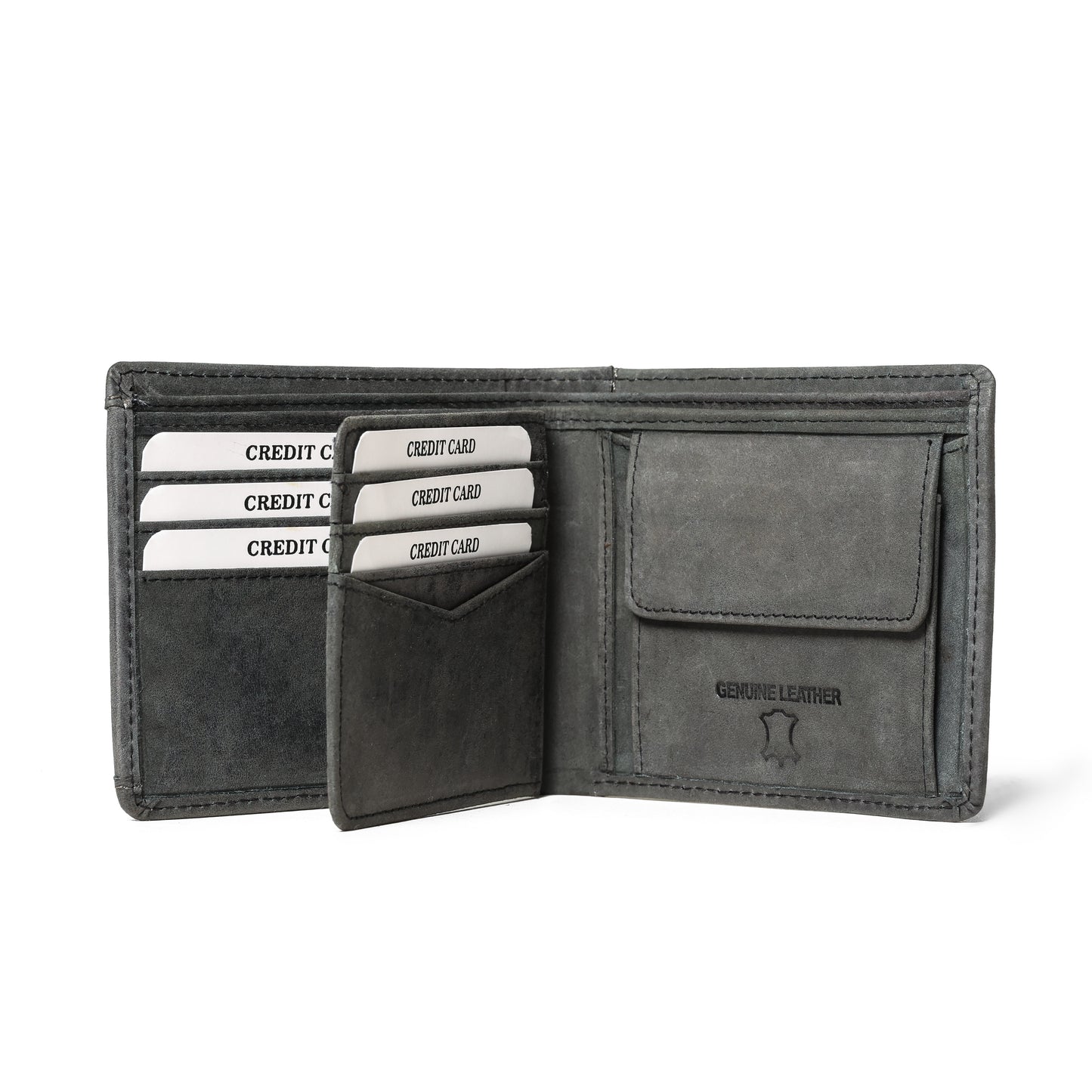 Designer Black Leather Wallet with Stitch Detailing | RFID Blocking|