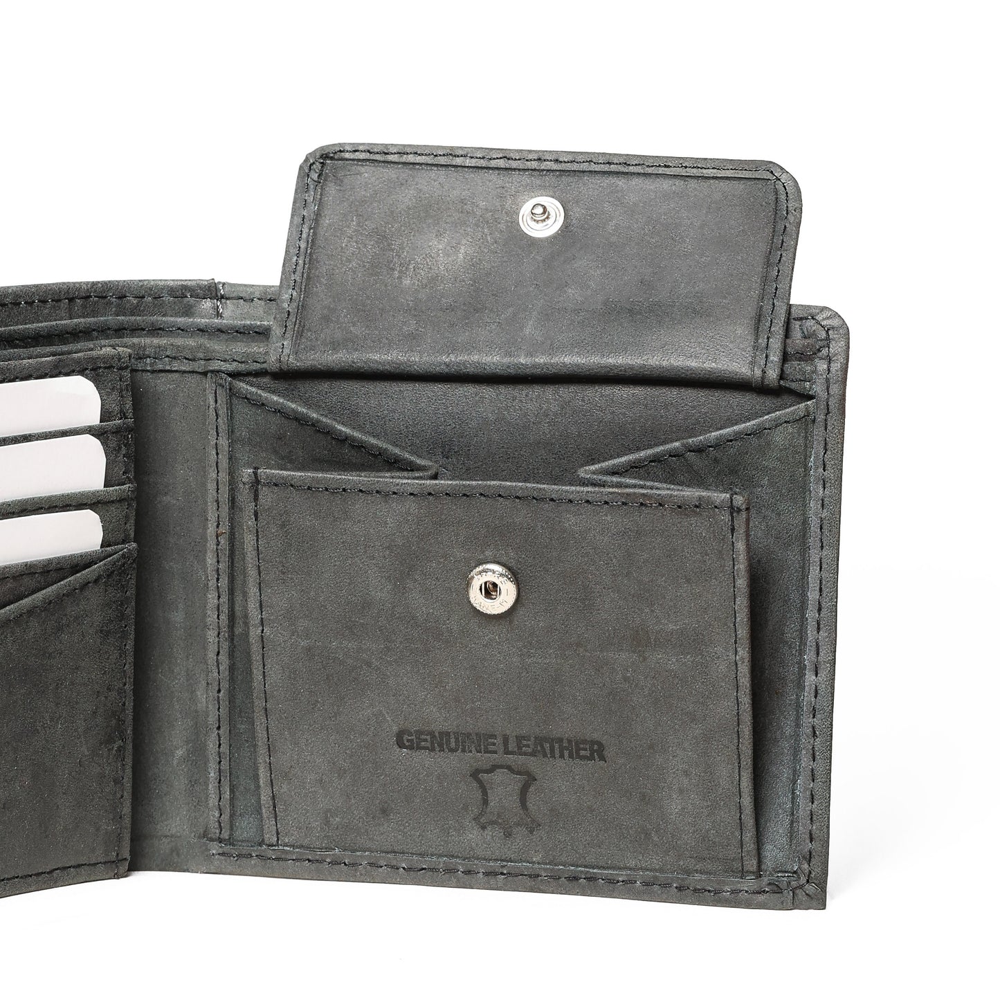 Designer Black Leather Wallet with Stitch Detailing | RFID Blocking|