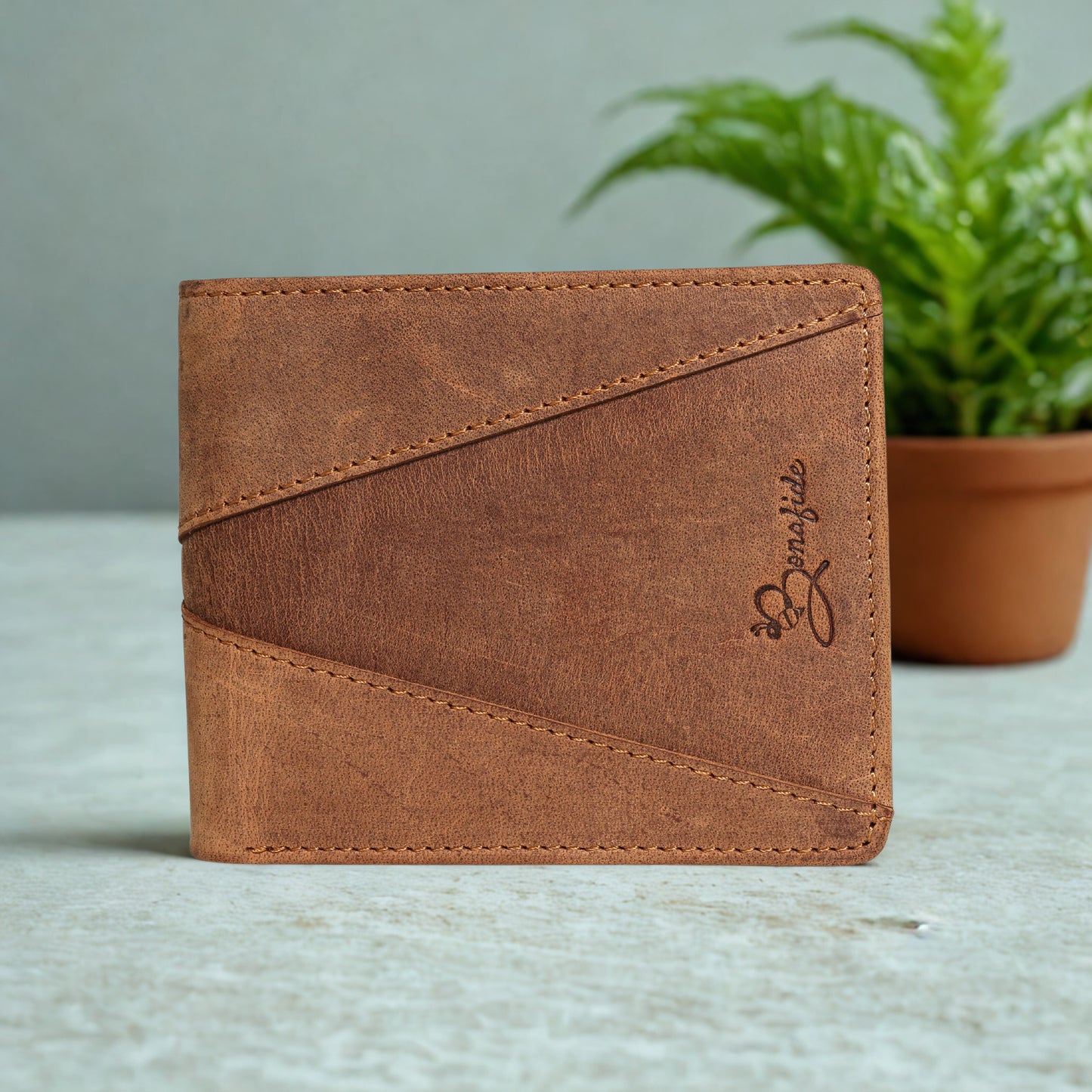 Premium Patterned Tan Wallet | Handmade by Bee Bonafide| RFID Blocking |