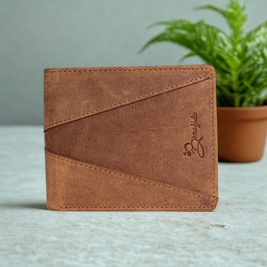 Premium Patterned Tan Wallet | Handmade by Bee Bonafide| RFID Blocking |