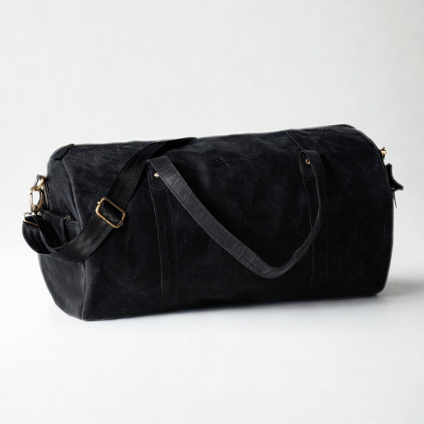 Premium Black Leather Duffle Bag | Bee Bonafide