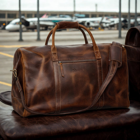 Leather Duffle Bag for Men - (Brown, 20 inch)