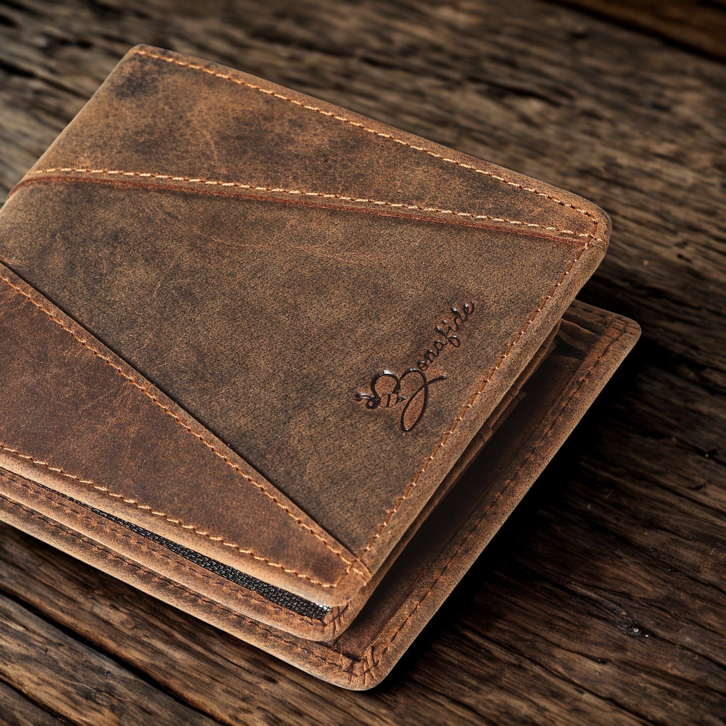 Premium Patterned Brown Wallet | Handmade by Bee Bonafide| RFID Blocking |